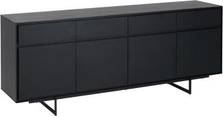 Sideboard Tokyo Schwarz 4 Türen 205x45x80 cm