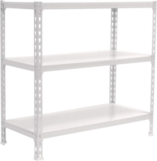 Simon Rack Schwerlastregal, 900 x 1100 x 500 mm, Bis 200 kg Belastbar, 3 Verstellbare Ablagen, Kellerregal, Lagerregal, Weiss - Simonclick