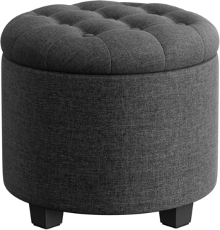 SONGMICS Sitzhocker rund, Fußhocker mit Stauraum, Schminkhocker mit Beinen, 45 cm d, 44,5 cm H, bis 150 kg belastbar, für Wohnzimmer Schlafzimmer, dunkelgrau LOMDE011G01V1