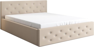Polsterbett VALI 160x200 mit Matratze, Bettkasten und Lattenrost. Farbe: Beige 04
