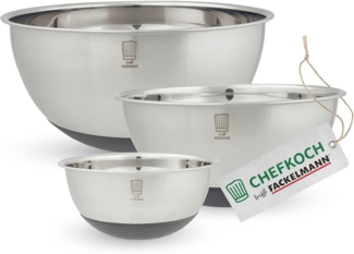 Chefkoch trifft Fackelmann Schüssel Edelstahlschüsseln Set, Rührschüsseln, Küchenschüsseln, Antirutsch