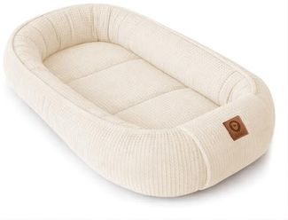 Babynestchen Neugeborene – Babynest aus Waffelpique Baumwolle – Nestchen Baby für Babybett & Kinderbett – Babykokon Tragbar – OEKO-TEX zertifiziert – Zubehör Babybett - Beige Waffelpique
