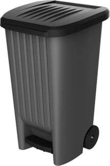 EDA Plastiques Mülleimer outdoor 90 l anthrazit/schwarz mit Pl und Rädern