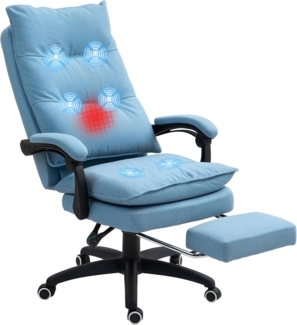 Vinsetto Schreibtischstuhl Ergonomisch Bürostuhl mit Massag-, Liege- & Drehfunktion (Computerstuhl, 1 St), mit Fußstütze, Fernbedienung und Timer, Blau