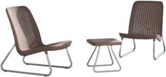 Keter 17197637 Lounge Set Rio, Rattanoptik, Kunststoff, Braun, 77.5 x 76 x 54 cm
