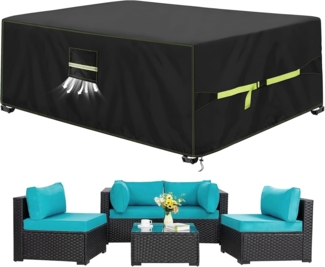 VDISRR Abdeckhaube Gartenmöbel, 420D Oxford Abdeckhauben Für Tische 250 x 210 x 90 cm, Gartentische Schutzhülle mit Belüftungsöffnungen Wasserdicht, UV-beständig, Staubfest, Winterfest für Terrassenmöbel
