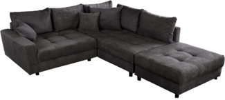 riess-ambiente Ecksofa KENT 220cm dunkelgrau, Set 2 Teile, Wohnzimmer · Couch · Cord-Bezug · Federkern · inkl. Hocker · Design