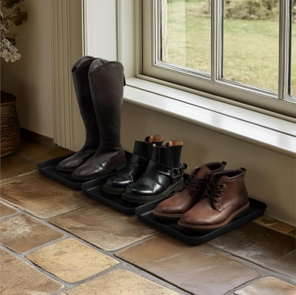 Navaris Schuhabtropfschale 3x Schuhabtropfschale, Schuhmatte, 35 x 27 x 2,5 cm, erhöhter Rand