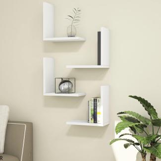 Wandregal Broby im 4er Set 30 x 30 x 16 cm Weiß [en. casa]