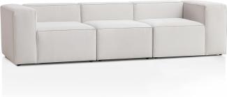 Genua Modular Sofa 3-Sitzer, individuell kombinierbare Wohnlandschaft bestehend aus Sitzelement mit Armteil links und rechts + Sitzelement ohne Armteil - strapazierfähiges Möbelgewebe, weiß