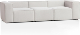 Genua Modular Sofa 3-Sitzer, individuell kombinierbare Wohnlandschaft bestehend aus Sitzelement mit Armteil links und rechts + Sitzelement ohne Armteil - strapazierfähiges Möbelgewebe, weiß