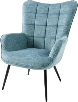 riess-ambiente Sessel SCANDINAVIA blau / schwarz - Strukturstoff, Metallbeine, gepolstert (Einzelartikel, 1-St), Wohnzimmer · Metall · mit Armlehnen · Scandi Design · Ziersteppung