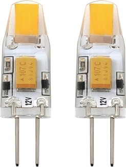 EGLO G4 Stiftsockel LED Lampe dimmbar, Stiftsockellampe 2er-Set, 2 Steckbirnen, je 1,8 Watt, 12V, (entspricht 20 Watt), 200 Lumen, Leuchtmittel warmweiß, 2700 K, Glühbirne Pin Ø 1 cm