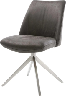 Drehstuhl Elso-Flex Mikrofaser Anthrazit Vintage Kreuzgestell breit Edelstahl 360° drehbar Wippfunktion Taschenfederkern