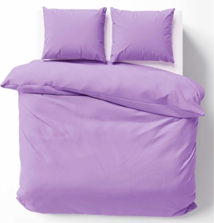 Cotton Castle Bettwäsche Bettgarnitur Bettbezug 100% Baumwolle 135x200 155x220 200x200 200x220, Farbe:Lila, Größe:200x220 cm