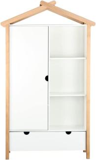 Kleiderschrank Hausform 1 Tür 3 offene Fächer 1 Schublade Kinderzimmer Kinderzimmerschrank Art. 46 1870 x 510 x 1120