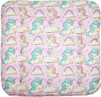 Baby Auflage Wickelauflage - EINHORN IN ROSA - 70x50 cm 70x70 cm 70x85 cm Wickeltischauflage 70x70 cm