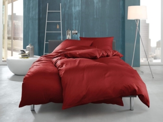 Mako Interlock Jersey Bettwäsche "Ina" uni/einfarbig rot Garnitur 135x200 + 80x80 von Bettwaesche-mit-Stil