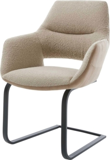 Freischwinger Yago-Flex mit Armlehnen Materialmix Schlamm Freischwinger flach Schwarz Taschenfederkern