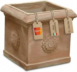 Pflanzgefäß Blumentopf Terrakotta Modell "Cubo Rosone" 25cm frostfest