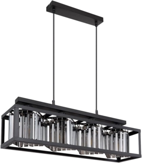 Hängeleuchte Metall schwarz, Glaskristalle rauch H 120 cm