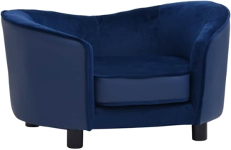 vidaXL Hundesofa Blau 69x49x40 cm Plüsch und Kunstleder 171034