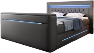 Boxspringbett Merkur mit TV Lift und RGB 160x200 Grau H2 (bis 70kg)