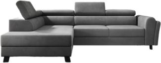 Designer Sofa Kira mit Schlaf- und Klappfunktion Samt Grau Links