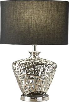 Design Tischleuchte, Chrom, Keramik, Stoff, schwarz