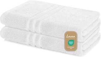 Lavea 2er Set Duschtuch 70x140 cm, Frottierserie Elena, Weiß