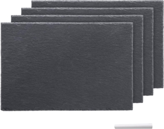 Navaris Servierplatte 4-teiliges Schiefer-Teller-Platzset inkl. Kreide - 30x20 cm, Schiefer, (4-tlg)