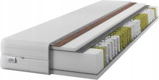 IZER Matratze GoldPLUS 90x200 cm mit KOKOS | 2 in1 | H3 und H4 | 7-Zonen | Taschenfederkern | Versteppter Bezug | Federkern