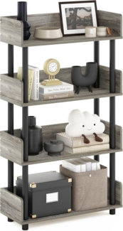 Furinno Turn-N-Tube 4-stufiges freistehendes Mehrzweck-Präsentationsregal, Bücherregal, Französische Eiche/Schwarz