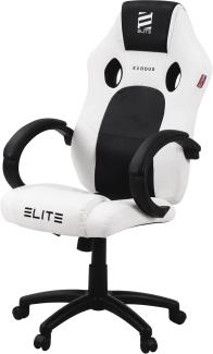 ELITE Gaming Stuhl MG100 EXODUS - Ergonomischer Bürostuhl - Schreibtischstuhl - Chefsessel - Sessel - Racing Gaming-Stuhl - Gamingstuhl - Drehstuhl - Chair - Kunstleder Sportsitz (Weiß/Schwarz)