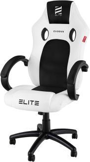 ELITE Gaming Stuhl MG100 EXODUS - Ergonomischer Bürostuhl - Schreibtischstuhl - Chefsessel - Sessel - Racing Gaming-Stuhl - Gamingstuhl - Drehstuhl - Chair - Kunstleder Sportsitz (Weiß/Schwarz)