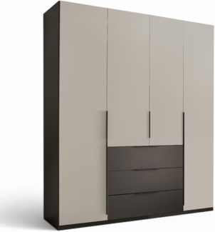 Stella Trading Nuka Kleiderschrank in Hellgrau, Graphit - Vielseitiger Drehtürenschrank 4-türig für Ihr Schlafzimmer - 201 x 226 x 60 cm (B/H/T)