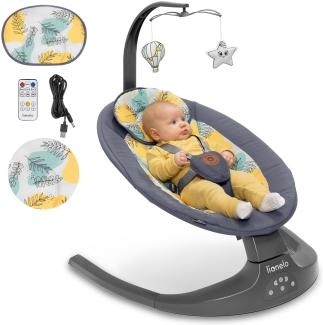 LIONELO Ralf 2in1 Babywippe und Liegestuhl, Fernbedienung, 12 Melodien, zwei Schaukelrichtungen, 5 Schaukelgeschwindigkeiten, Sperrung, Rückenlehnenverstellung, Timer, leiser Betrieb