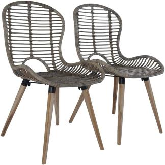 vidaXL Esszimmerstühle 2 Stk. Braun Natürliches Rattan 246853