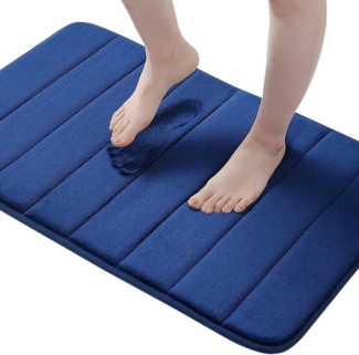 Homaxy Memory Foam Badezimmer Badteppich Saugfähige Rutschfester Badvorleger Waschbar Badematte - 41x61 cm, Marineblau
