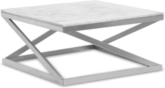 Menzzo Paliano Tisch, Marmor, Silber, L 86 x T 86 x H 43 cm