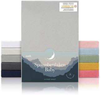 Laleni Jersey Spannbettlaken Laufgitter 6-eckig 100x115 cm - Oeko-Tex Zertifiziert, 100% Baumwolle, atmungsaktives Spannbetttuch für Baby, 135 g/m², Moonlight Grey - grau