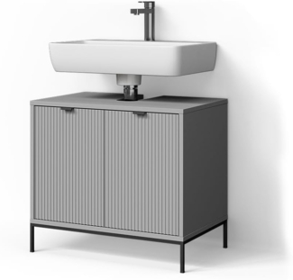 Livinity® Waschbeckenunterschrank ATERNO, Grau/Grau, 70 x 63 cm mit Türen