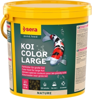sera (07025) Koi Color Nature Large 3,8 Ltr. EIN natürliches Farbfutter mit 10% Spirulina für farbenprächtige Koi ab 25 cm, Koi Futter ohne Farb- & Konservierungsstoffe