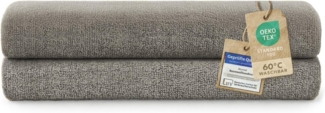 Blumtal Premium Frottier Handtücher Set mit Aufhängschlaufen - Baumwolle Oeko-TEX Zertifiziert, weich, saugstark - 2X Badetuch (70x140 cm), Grau