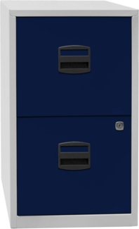 Hängeregistraturschrank PFA, 2 HR-Schubladen, Farbe Korpus lichtgrau, Fronten oxfordblau