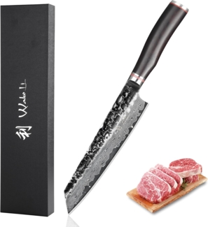 Wakoli Asiamesser EBO Damastmesser Kiritsuke Küchenmesser Kochmesser 20 cm Klinge, aus 67 Lagen Damaststahl, VG10 Kern
