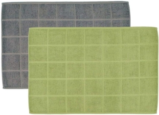 Ross Uni-Zwirn Frottier Badematte Karofond|50x70 cm| anthrazit