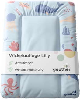 Geuther 5832 Wickelmulde Lilly Wickelunterlage geeignet für Wickelregal Clarissa und andere Wickeltische Größe: 52x75 cm mit erhöhtem Rand und Kopfschutz einfach abwaschbar Ocean