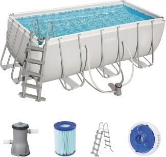 BESTWAY Power Steel Frame Pool Kartuschenfilteranlage Leiter 412x201x122cm