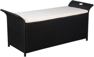 vidaXL Truhenbank mit Polster 138 cm Poly Rattan Schwarz 44183